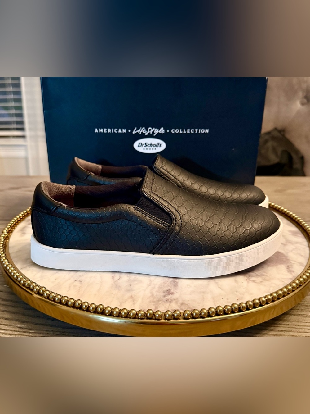 Dr. Scholl's Madison Black Slip-On Sneakers | Black Python | Sz. 6 (NWB)